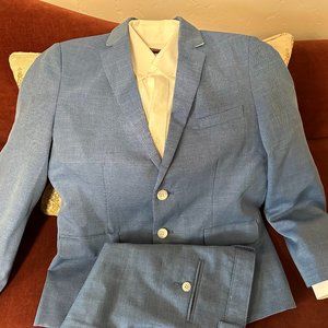 Boys Blue Suit Jacket & Pants Size 12 + Brooks Brother Size 12 Non-Iron Shirt